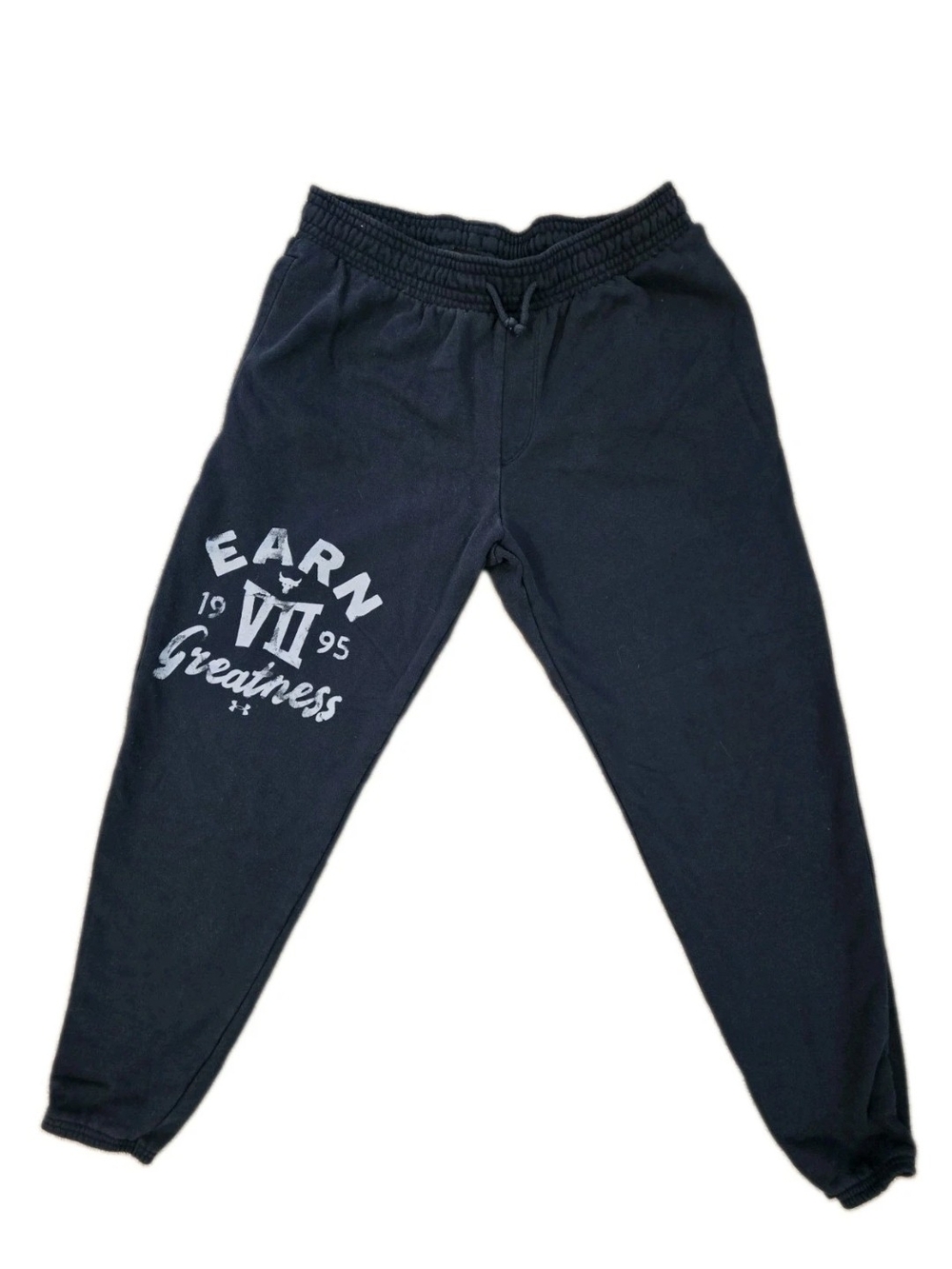 Under Armour Project Rock Earn Greatness Terry Joggers Navy Mens XL GUC